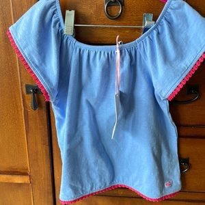 Vineyard vines knit flutter sleeve top Baja blue XS (5-6) NEW